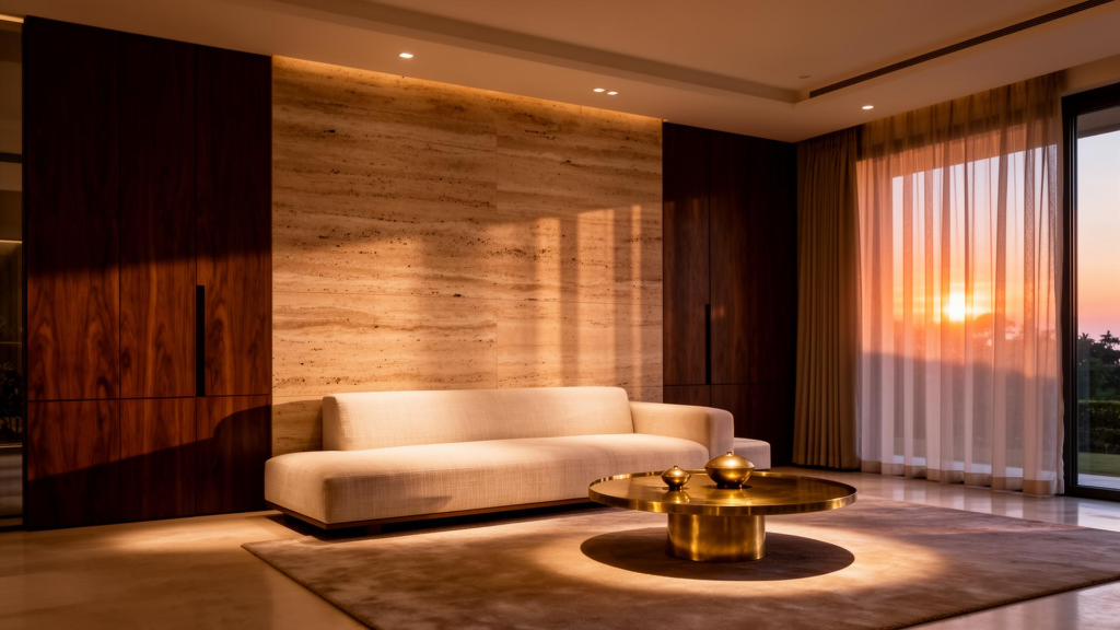 Luxury living room interior by Souvenir Interiors, Delhi NCR
