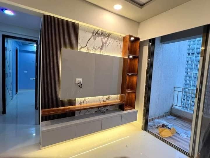 Contemporary Marble & Slats Console