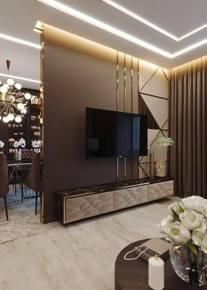 Luxury Brass & Slate TV Feature