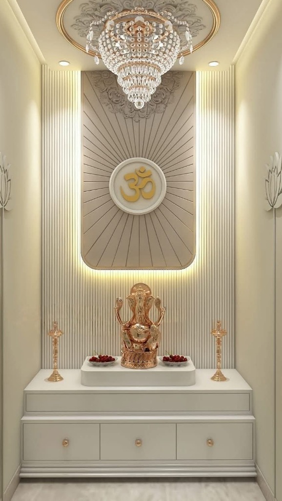 Gilded Chandelier Pooja Space